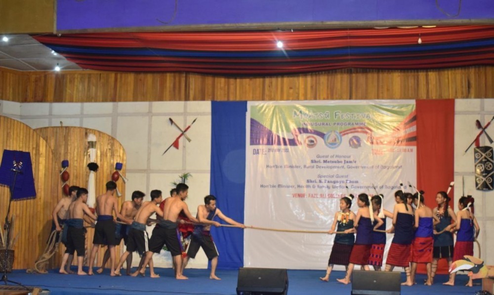 Students of FAC Drama Club on stage at the Fazl Ali College auditorium on May 2.